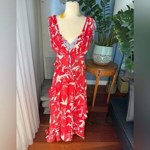 Tanya Taylor Red and White Maxi Dress